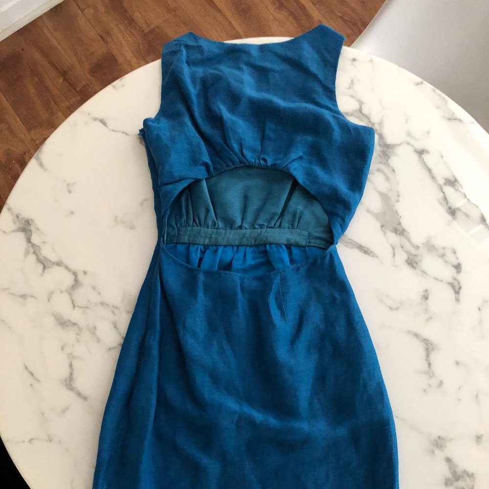 Cynthia Rowley size 2 cobalt formal linen dress - Picture 2 of 6